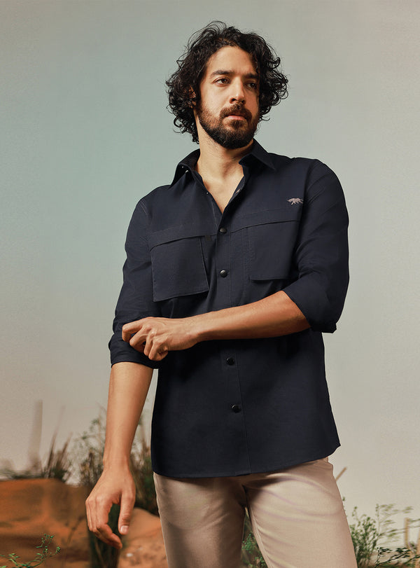 Regal Navy Cotton Twill Shirt
