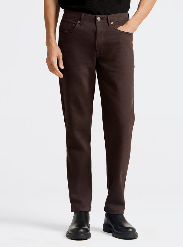 Cocoa Brown Cotton Blend Jeans