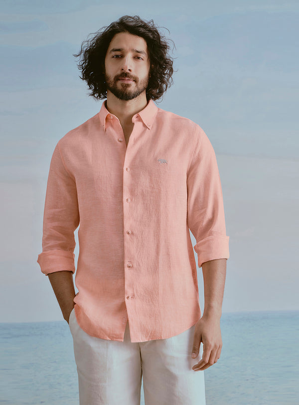 Sunset Orange Linen Shirt