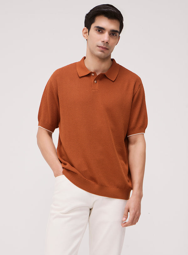 Walnut Brown Cotton Polo