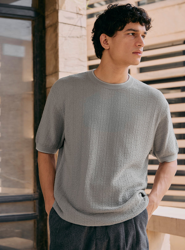 Flair Grey Cotton Crewneck