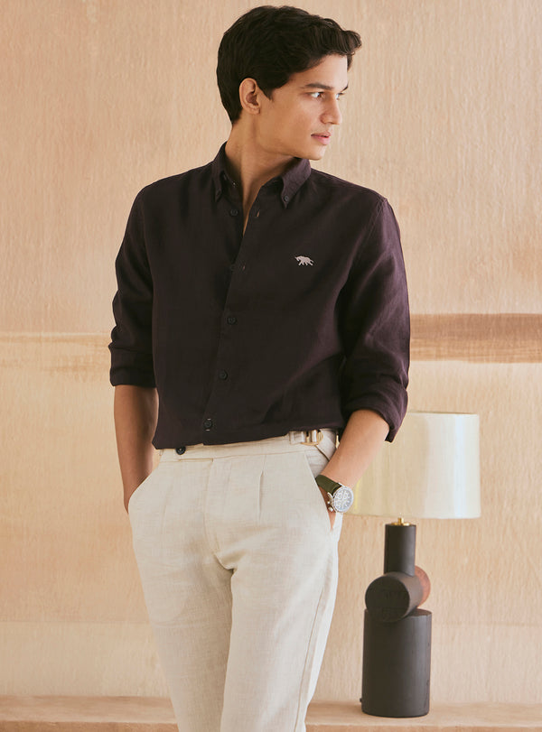 Deep Brown Linen Shirt