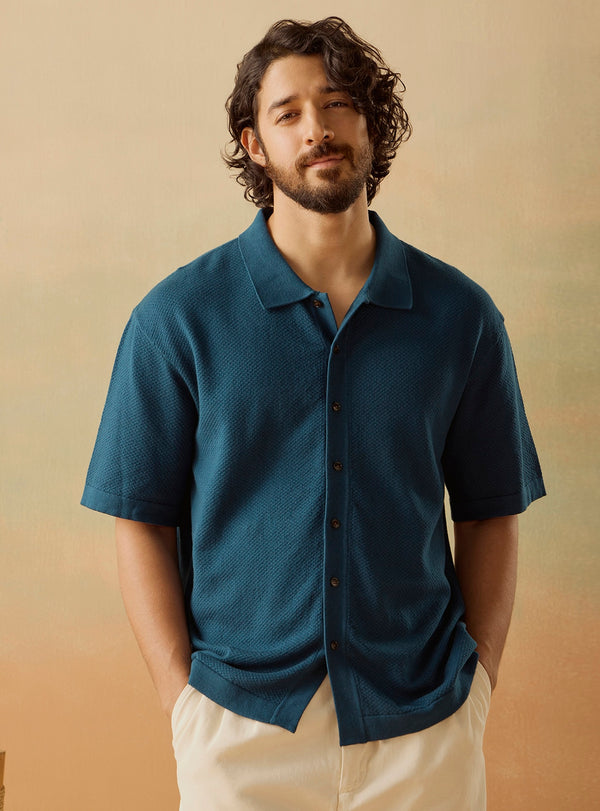 Atlantic Blue Cotton Shirt
