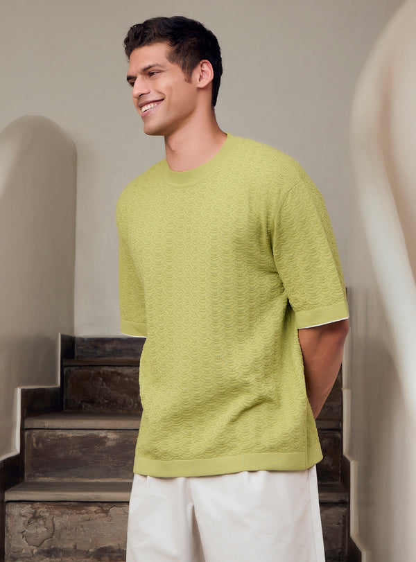 Pine Glade Cotton Pointelle Crew