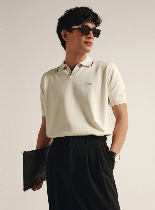 Dove White Cotton Polo Shirt