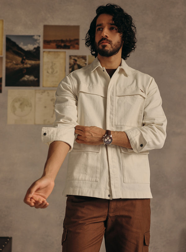 Malta Off White Cotton Overshirt