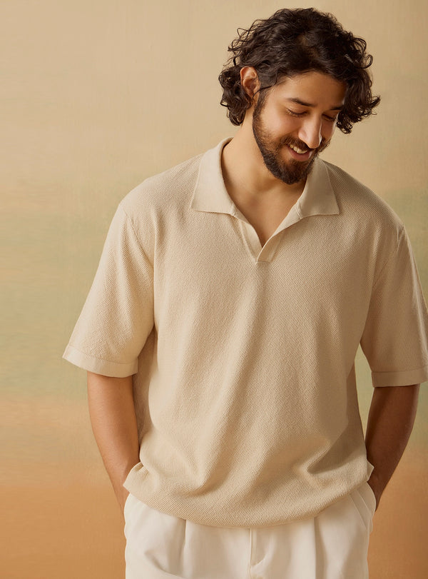 Vanilla Beige Cotton Polo