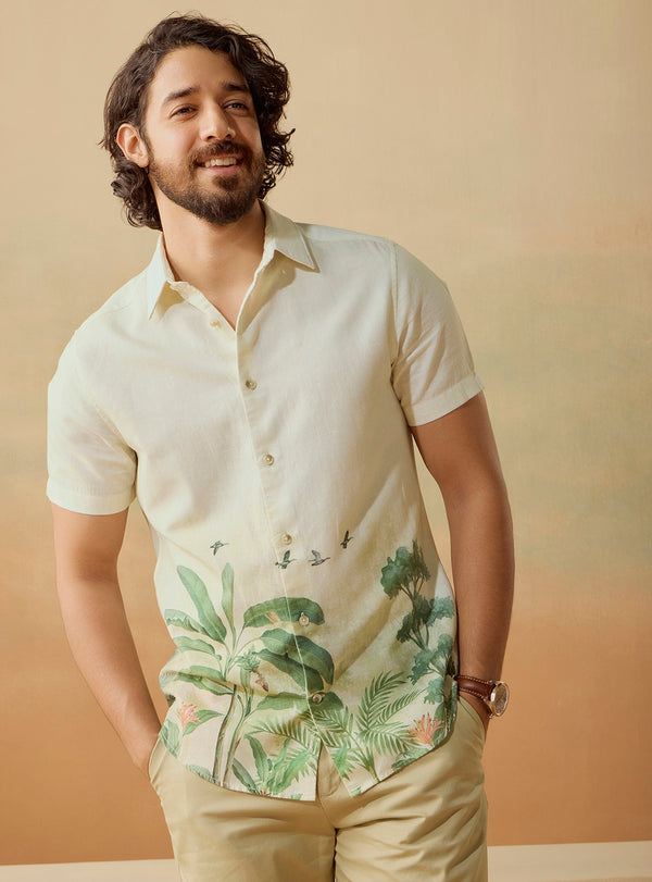 Summer Fern Cotton Linen Print Shirt