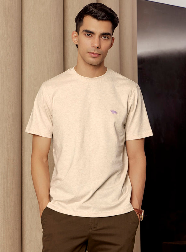 Almond Cotton Melange Crew