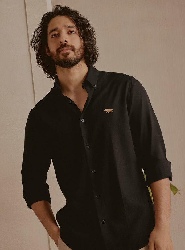 Deep Black Linen Shirt