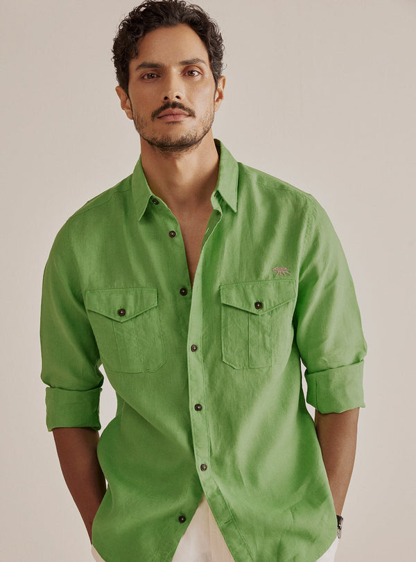 Mantis Green Linen Shirt