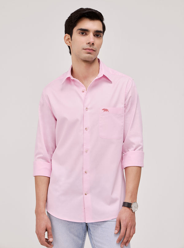 Salmon Pink Cotton Twill Shirt