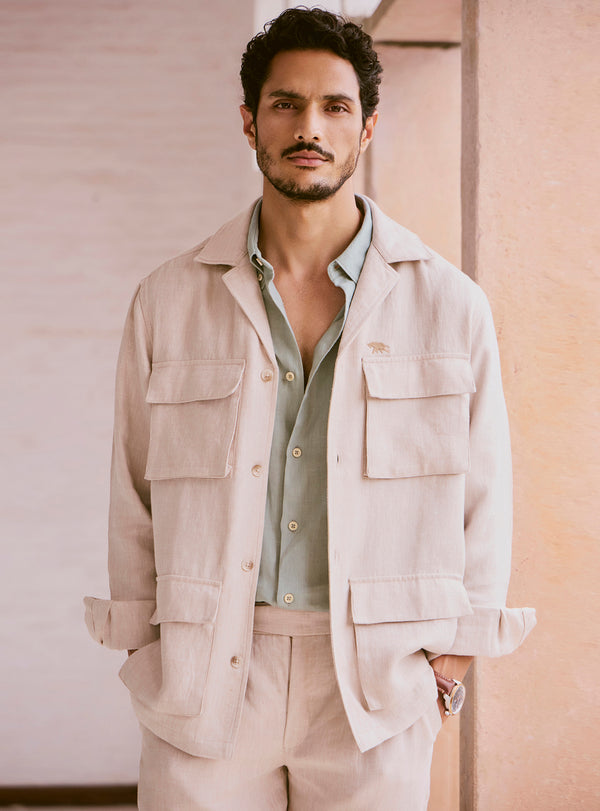 Gallery Beige Linen Jacket