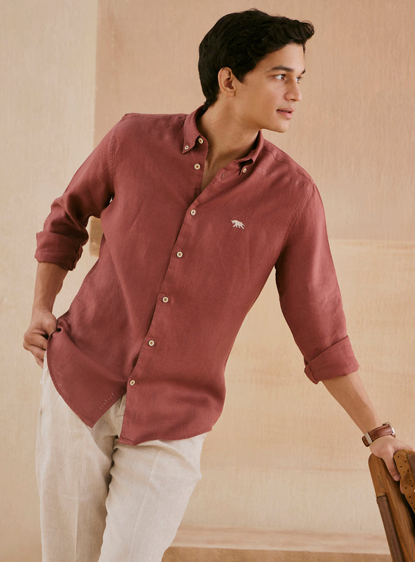 Coral Rust Linen Shirt