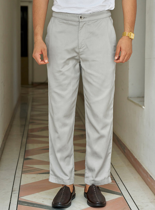 Megh Grey Cotton Blend Trousers