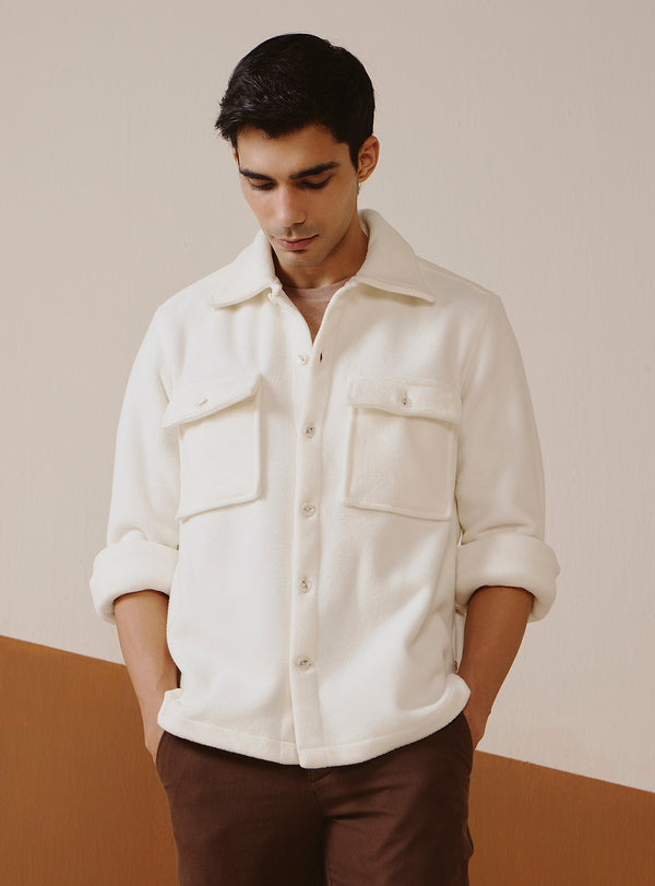 Celeste Off-White Poly Fleece Overshirt