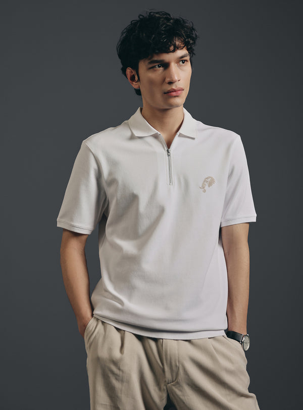 Milk White Cotton Pique Polo