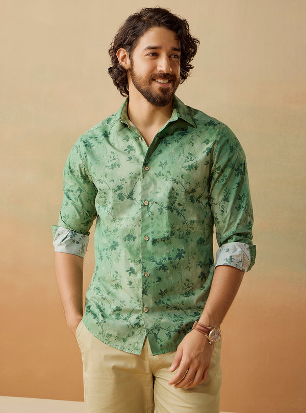 Forest Glade Cotton Poplin Print Shirt