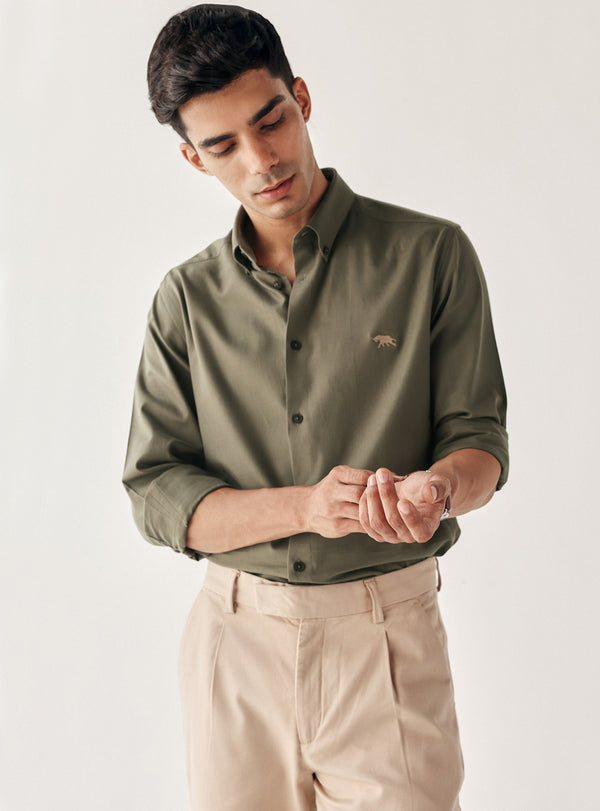 Brook Olive Cotton Shirt
