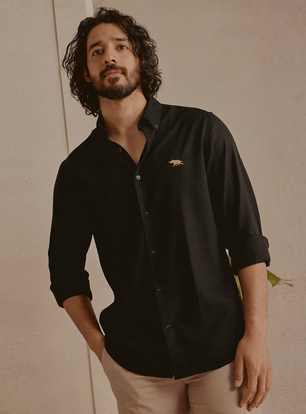 Deep Black Linen Shirt