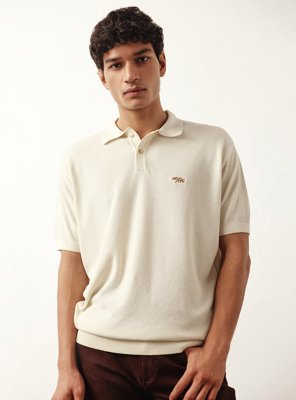 Pearl Off White Cotton Viscose Polo