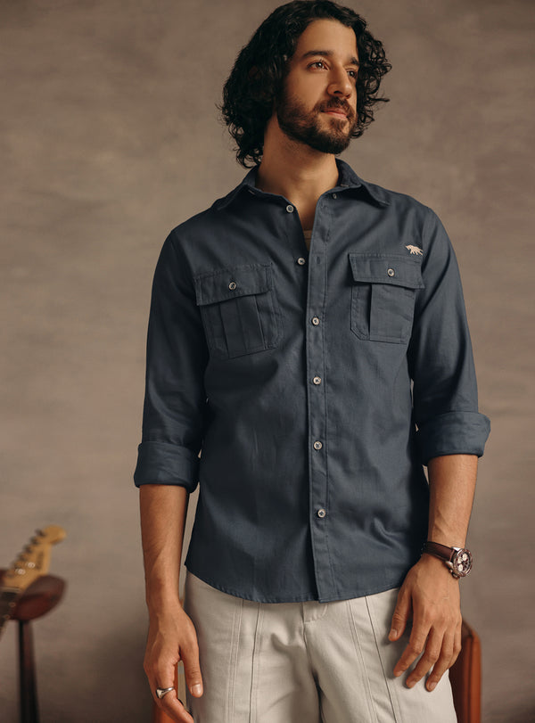 Storm Blue Cotton Shirt