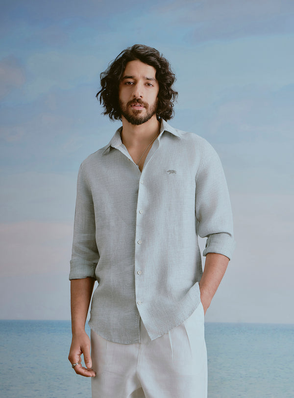 Tide Green Linen Dobby Shirt