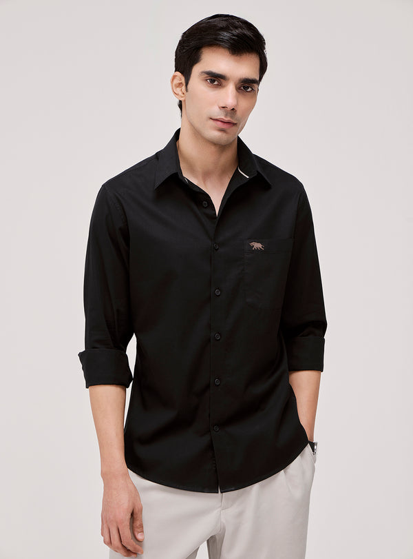 Ink Black Cotton Twill Shirt