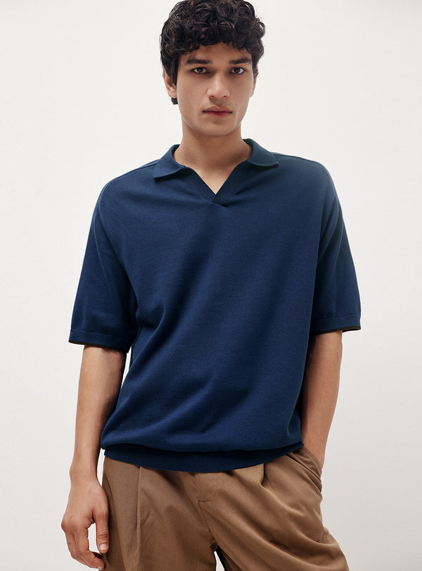 Blue Bay Cotton Micro Cable Knit Polo