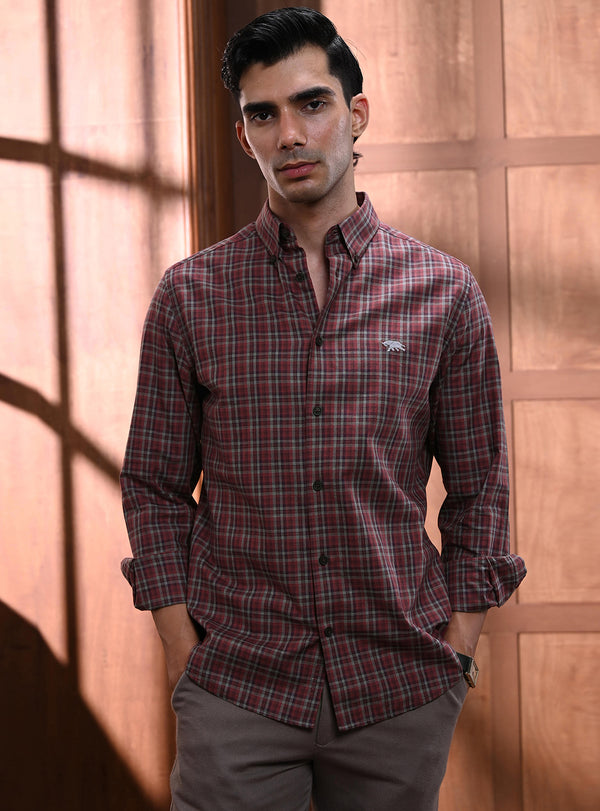 Cosmic Burgundy Cotton Melange Shirt