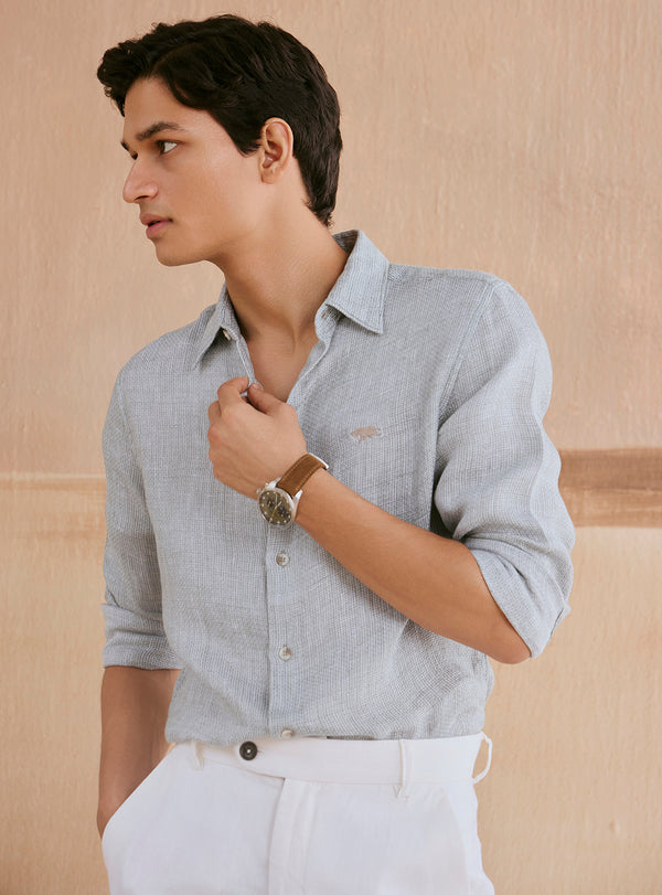 Stormviel Gold Check Linen Shirt