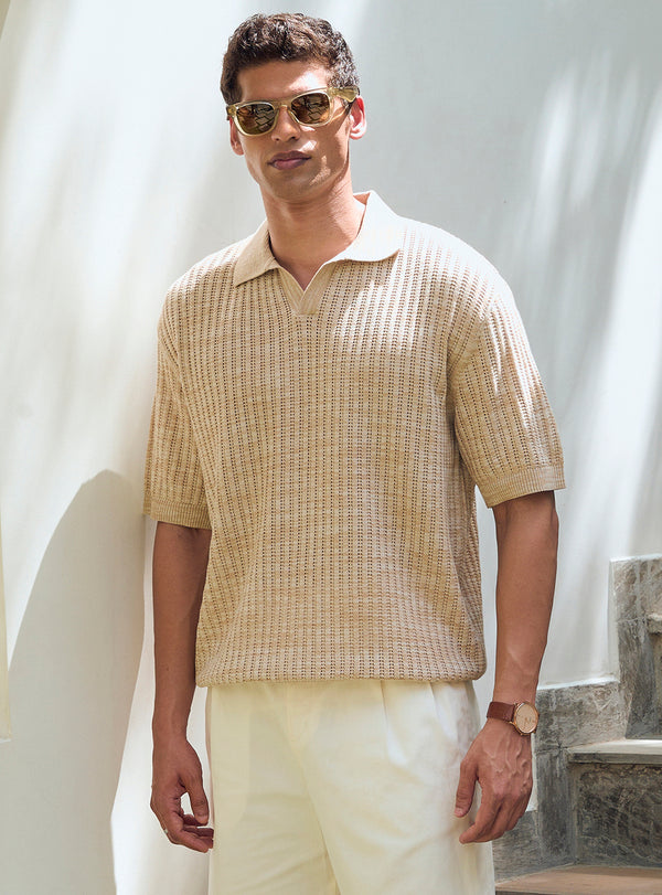 Parchment Brown Cotton Grindle Polo