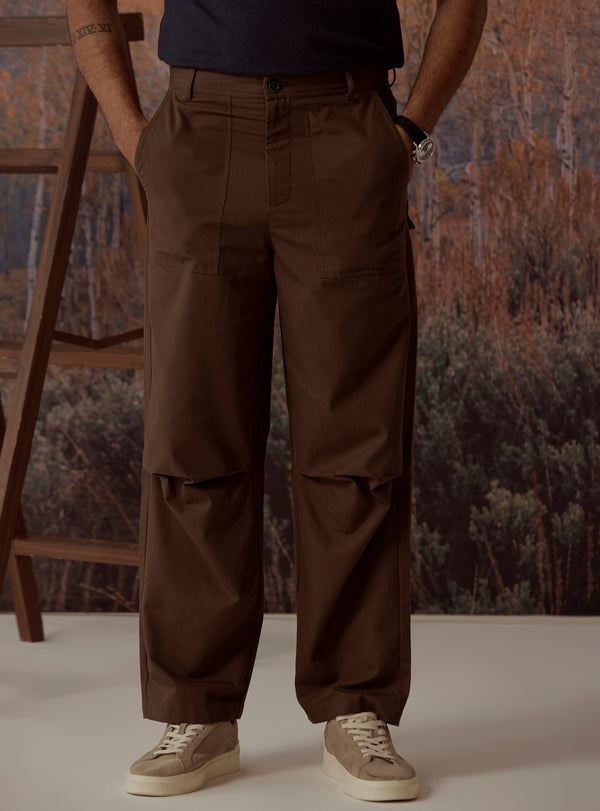 Deep Walnut Cotton Trouser
