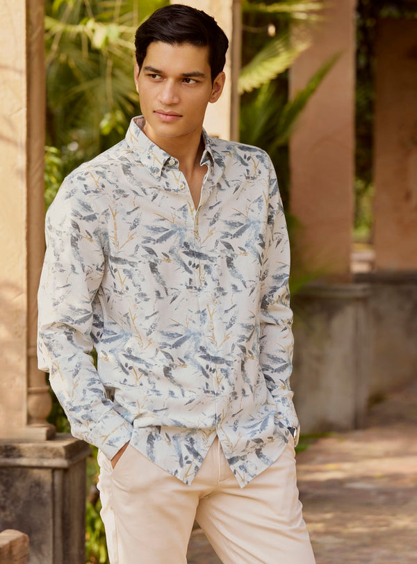 Summer Hike Cotton Linen Print Shirt