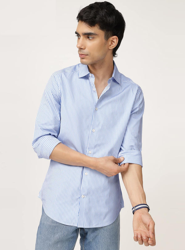 Azure Stripe Cotton Shirt