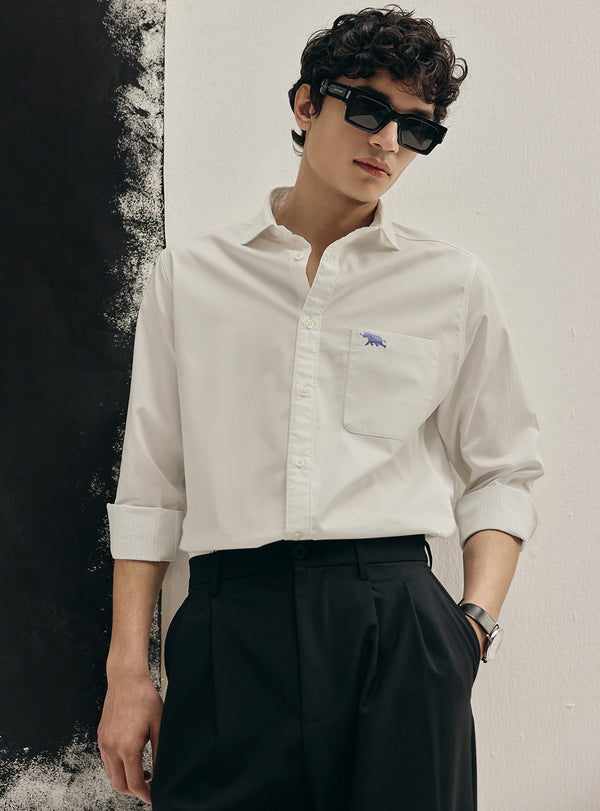 Moon White Cotton Twill Shirt