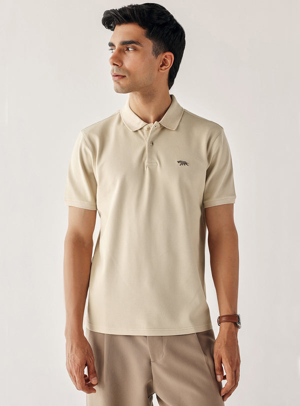 Soft Khaki Cotton Blend Polo
