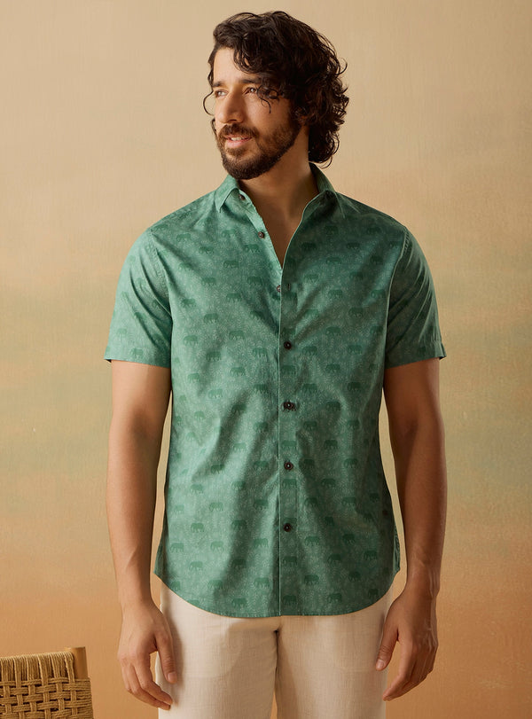Forest Parade Cotton Print Shirt