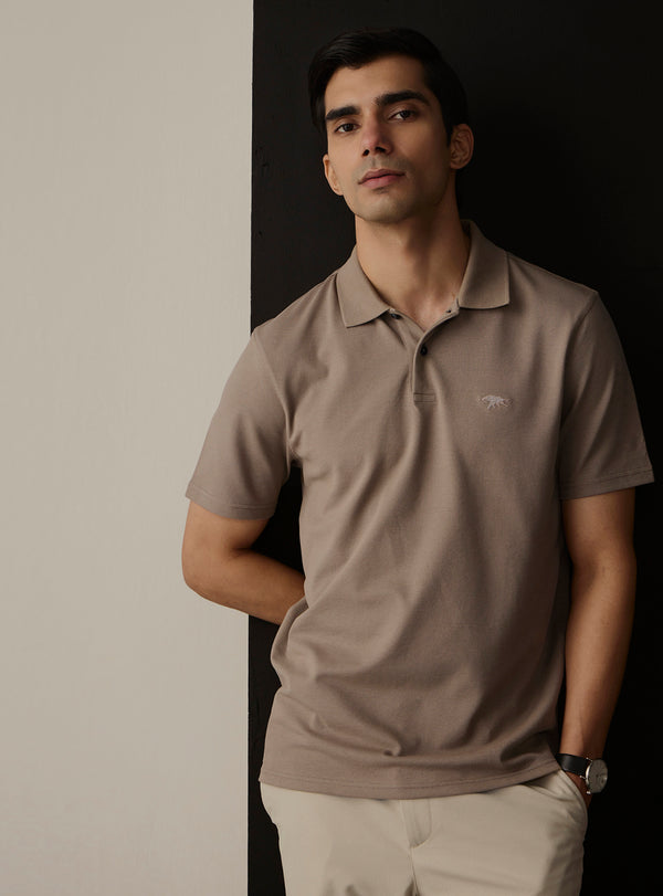Dune Khaki Cotton Polo