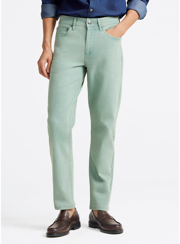 Opal Green Cotton Blend Jeans