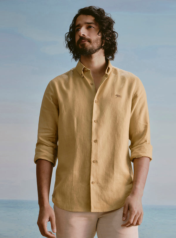 Reef Olive Linen Shirt