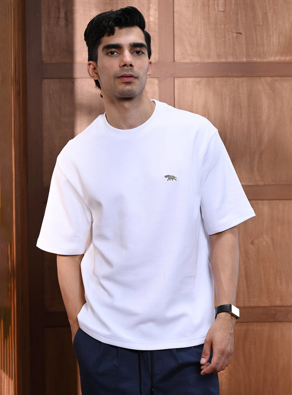 Quartz White Cotton Blend Crew