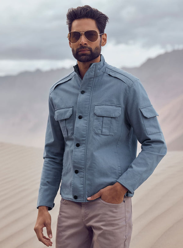 Steel Blue Cotton Overshirt