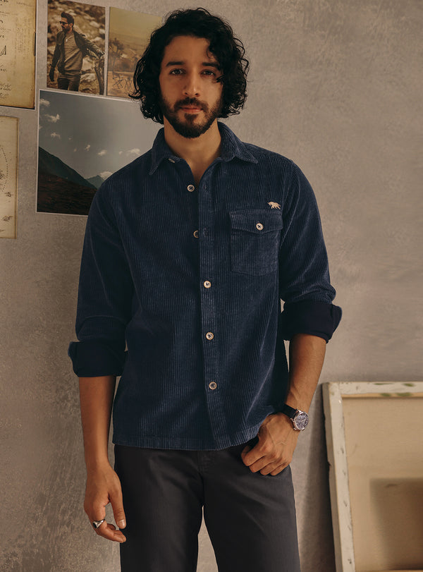 Dark Indigo Poly Corduroy Overshirt