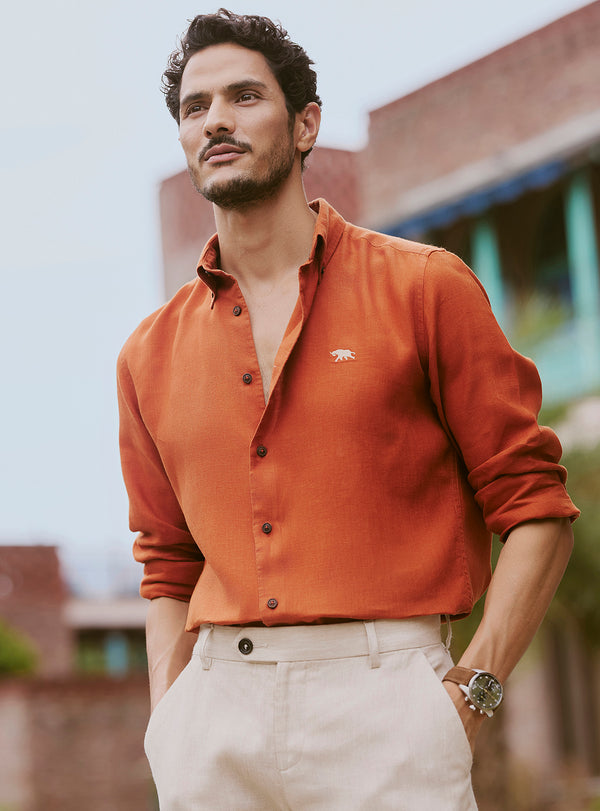 Sienna Rust Linen Shirt