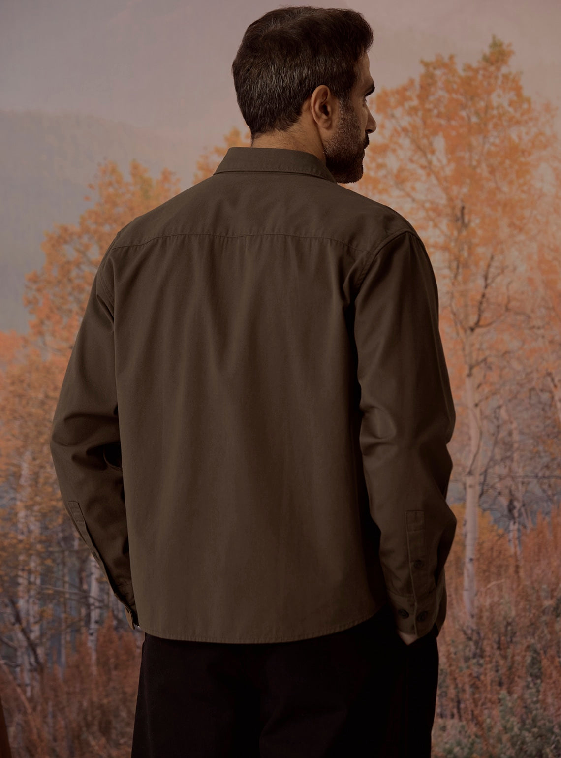 Deep-Walnut Cotton Overshirt