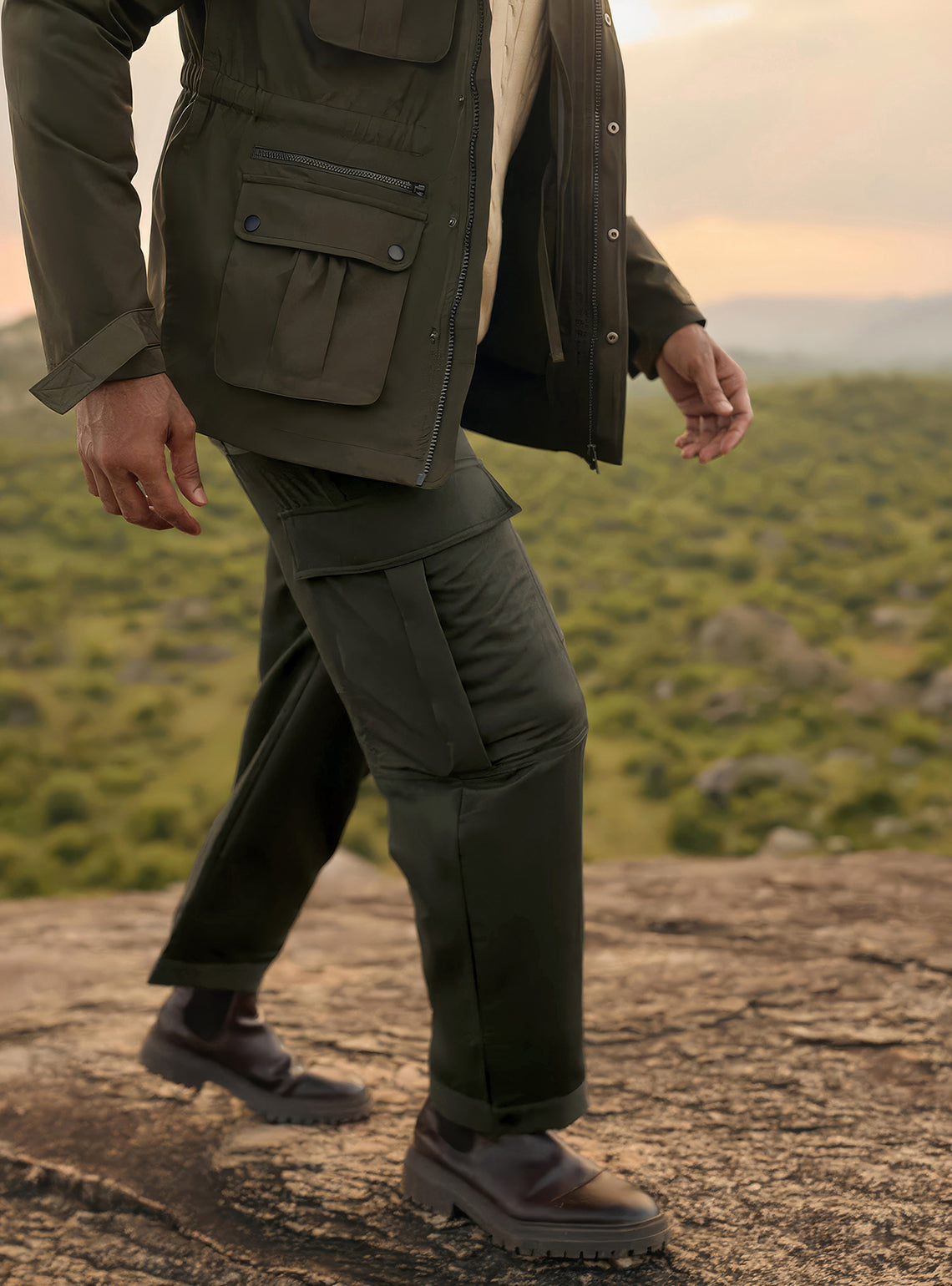 Olive Rock Cotton Blend Cargo