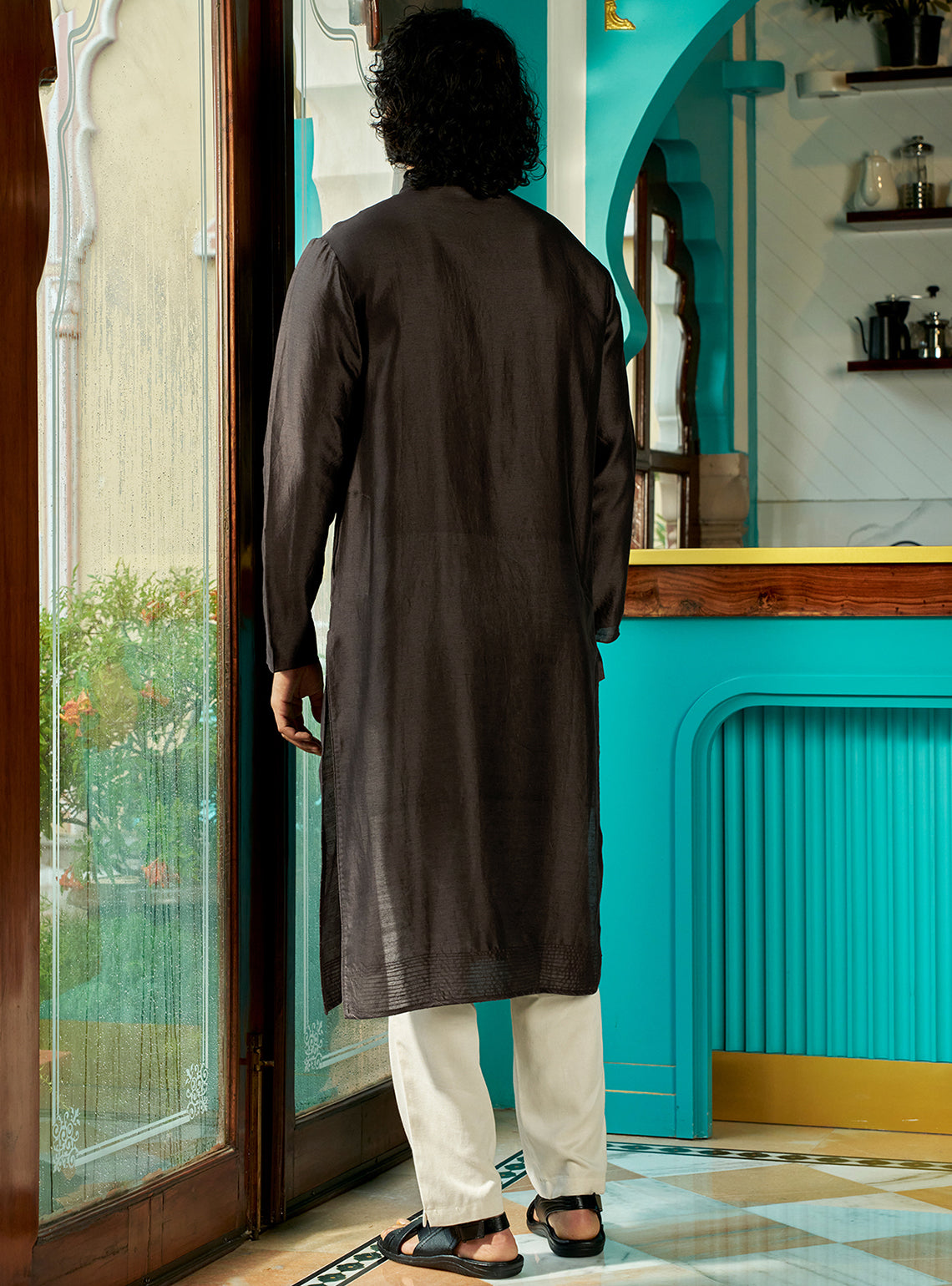 Rodh Brown Cotton Silk Kurta