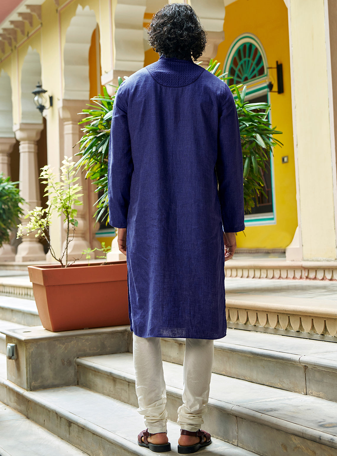 Raya White Cotton Silk Churidar Pyjama