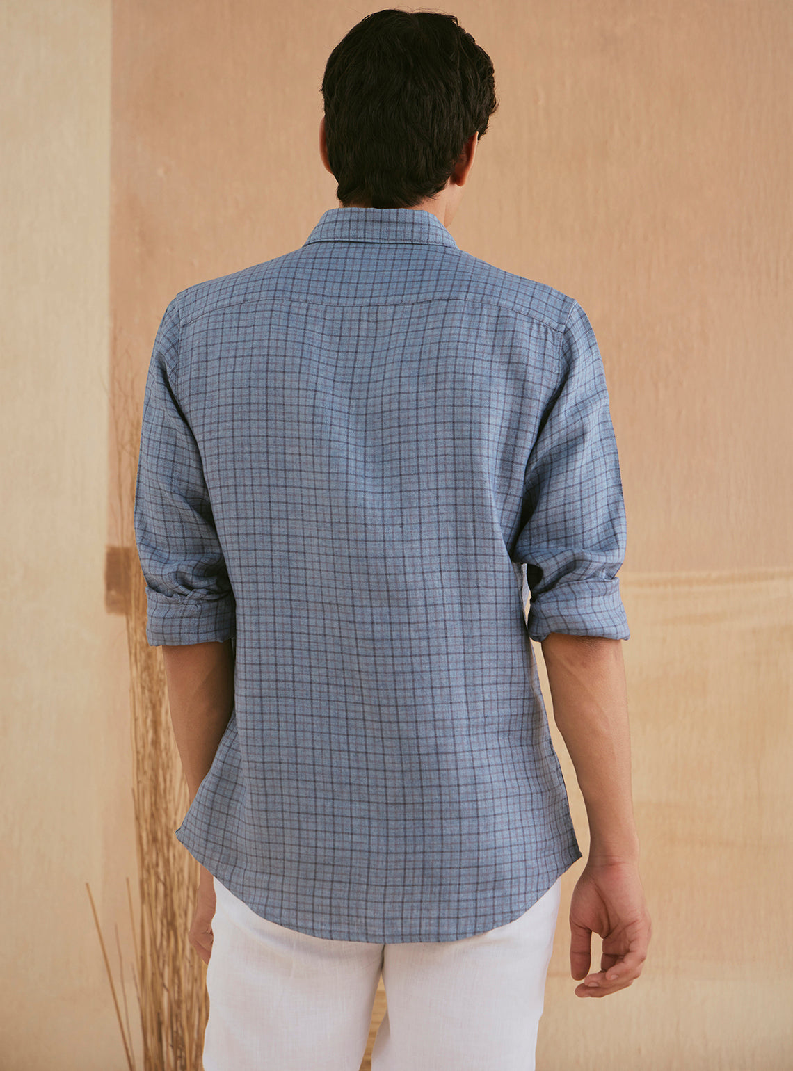 Raven Blue Check Linen Shirt